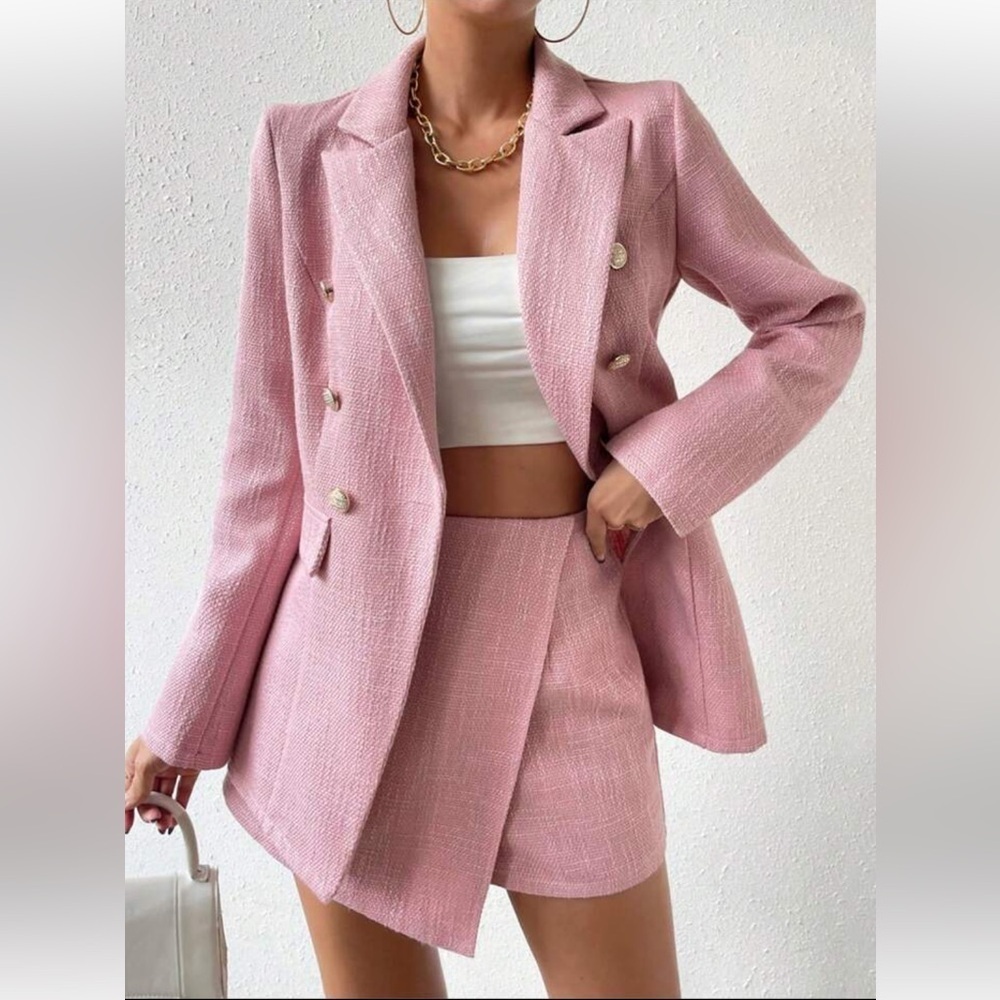 Pink Raffinéa Double Breasted Blazer Oversized Size Large Clueless Preppy - Picture 3 of 8